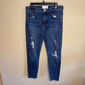 Current/Elliott The High Waist Stiletto in Niagara Destroy Size 28